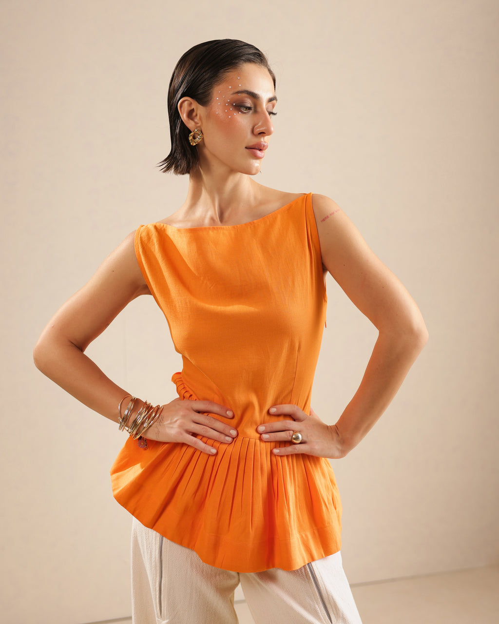 Emma Pleated Asymmetric Top