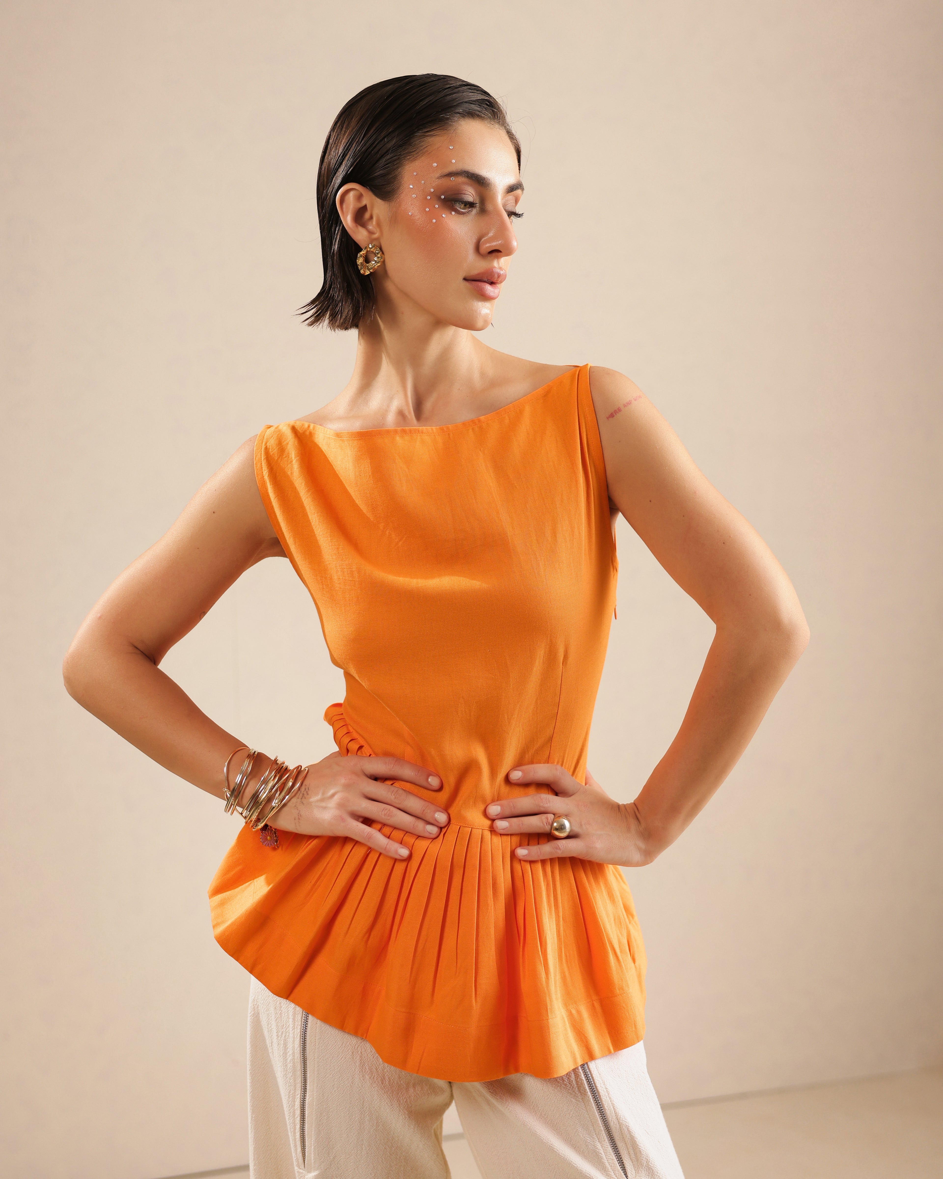 Emma Pleated Asymmetric Top