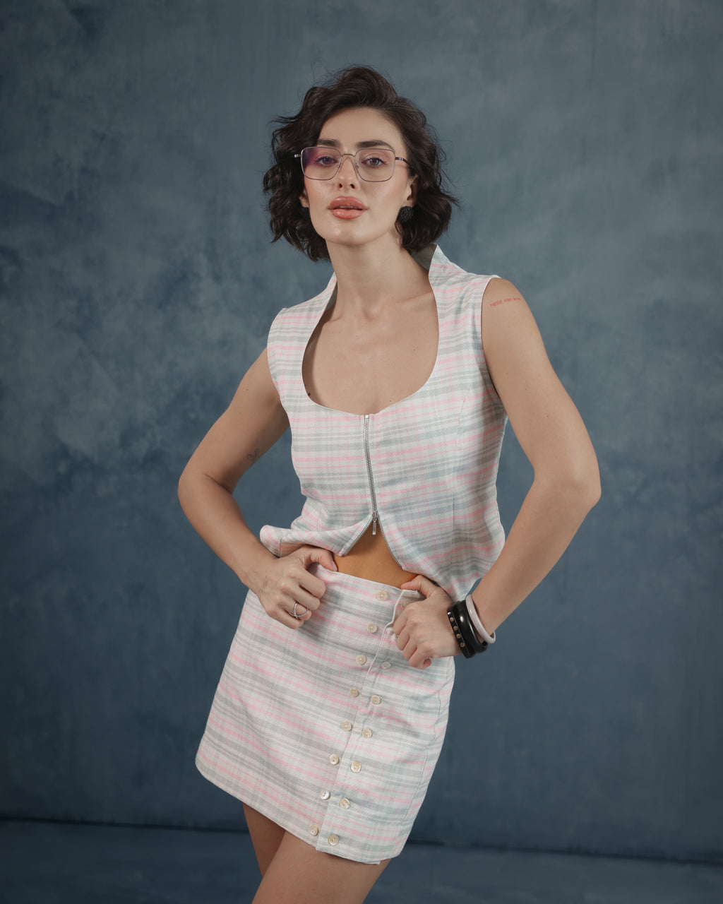 Daphanie Buttoned Mini Skirt