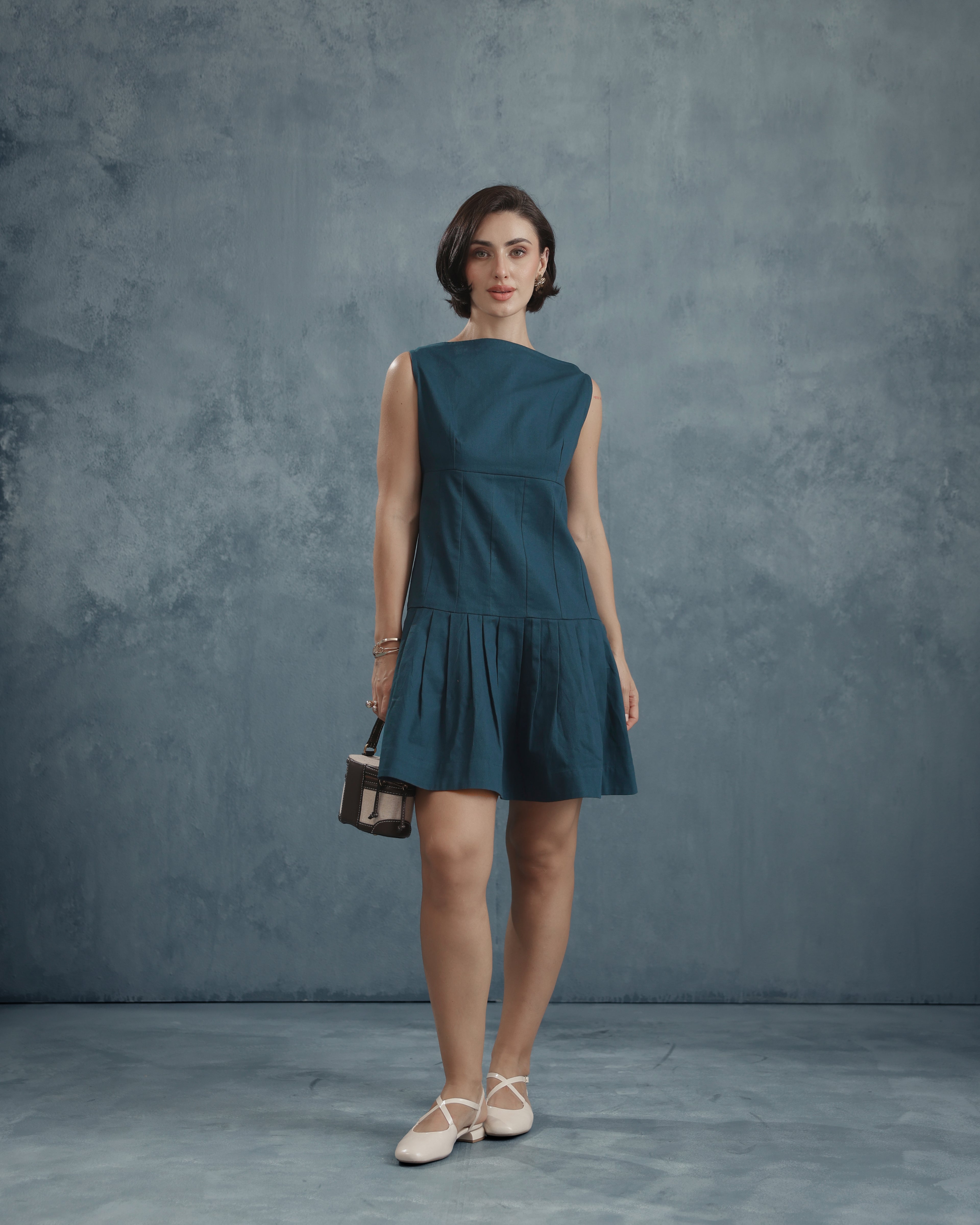 Zoya Pleated Mini Dress