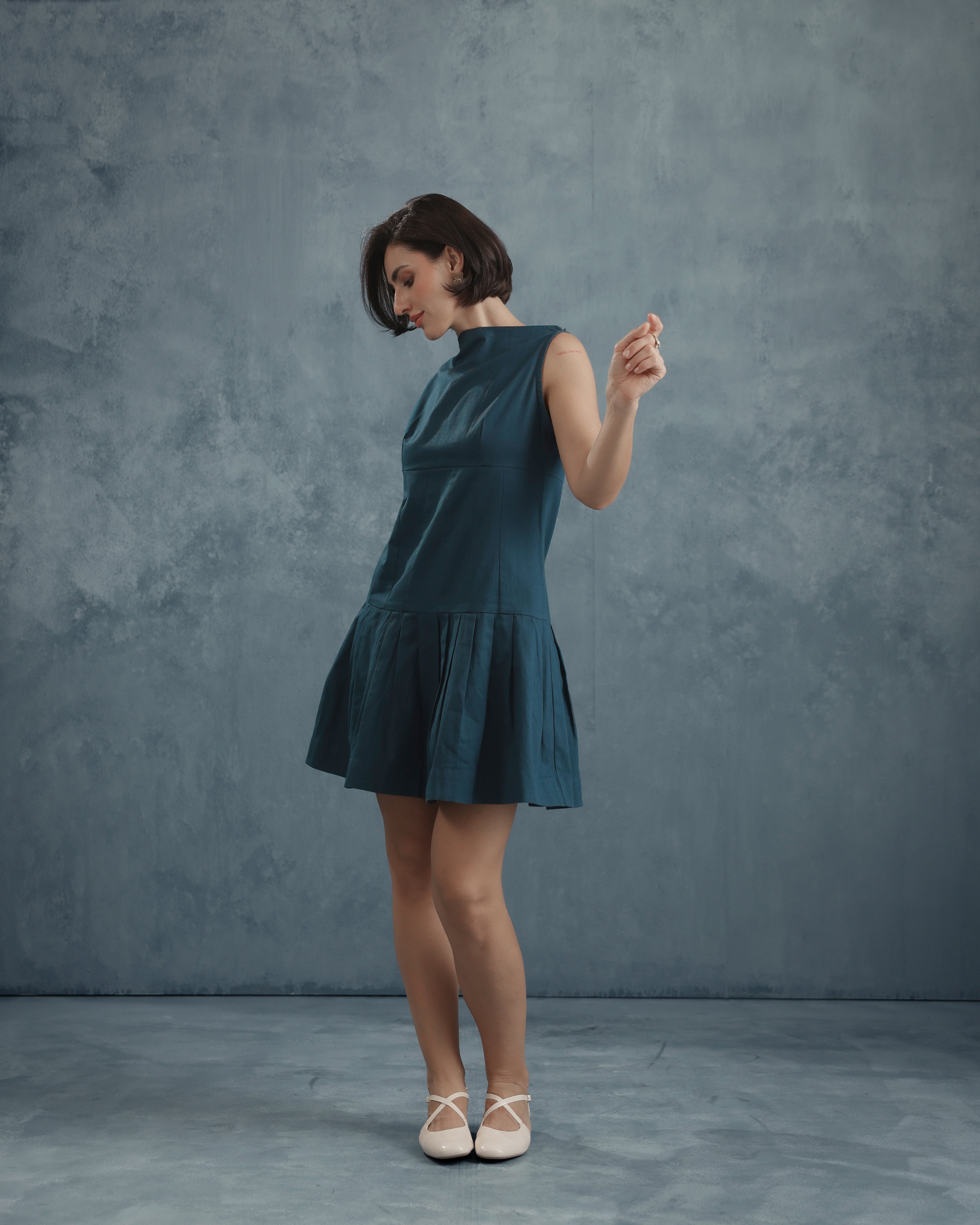 Zoya Pleated Mini Dress