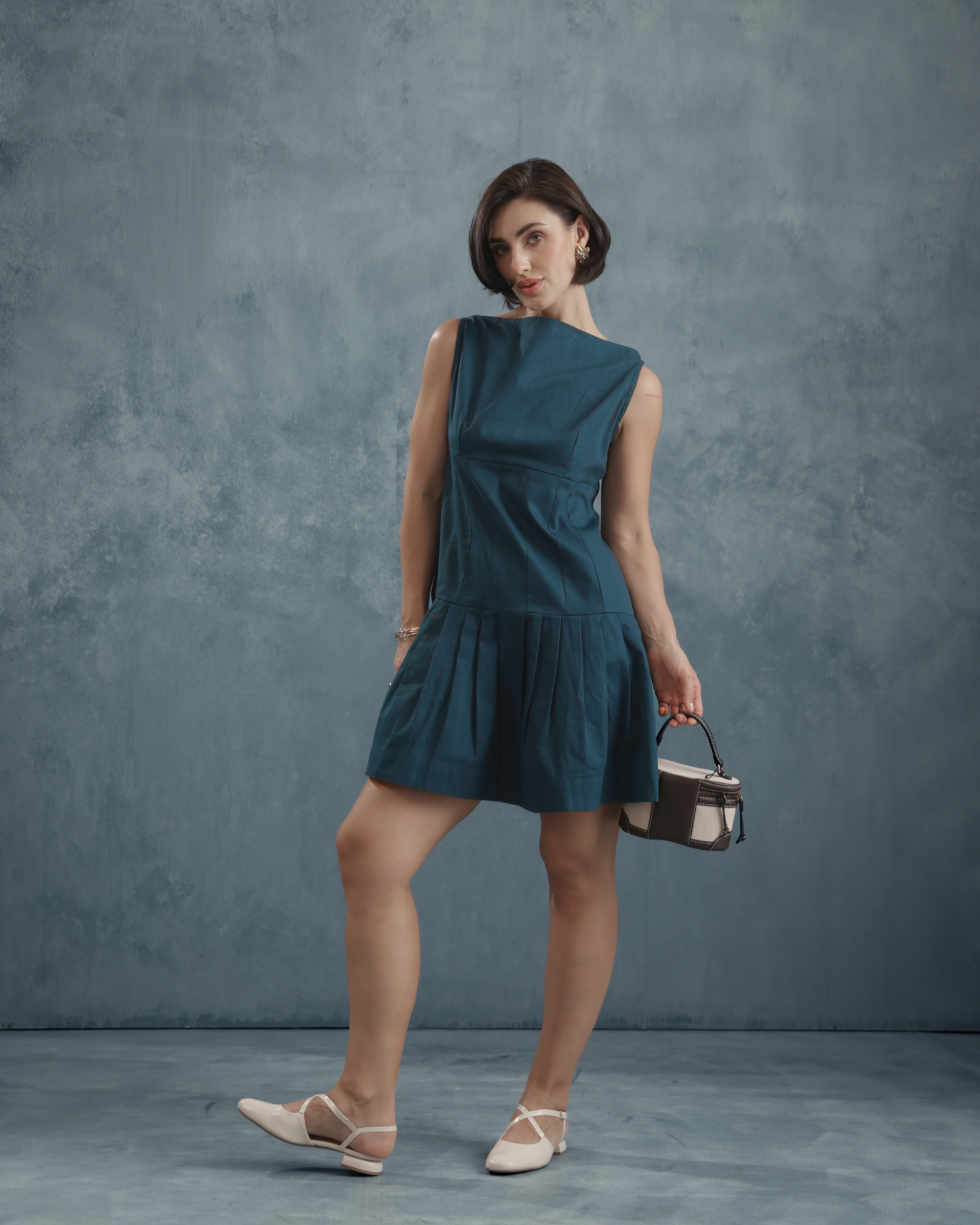 Zoya Pleated Mini Dress